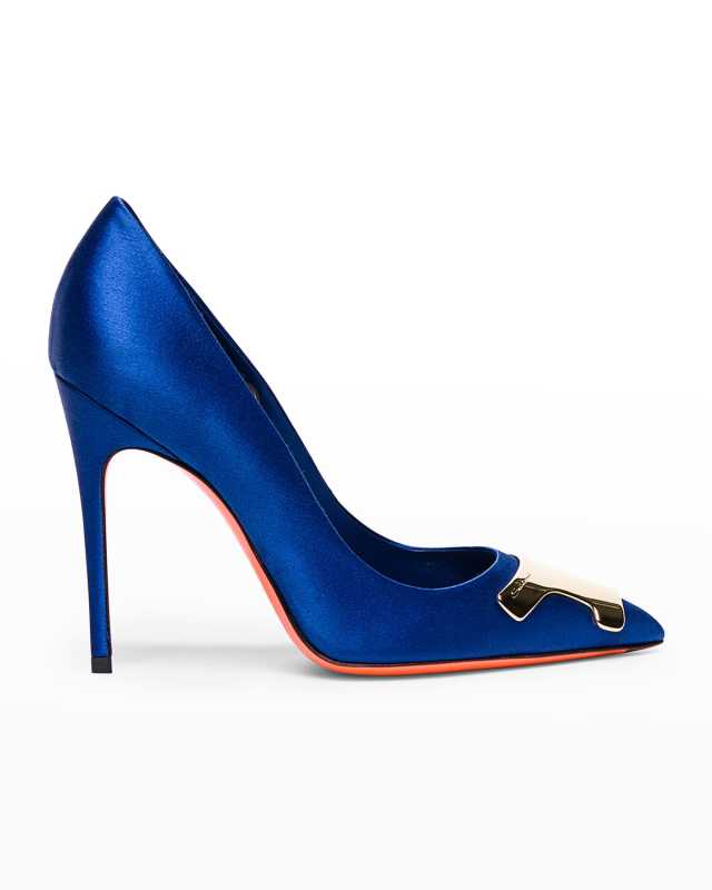 Puff Satin Plaque Pumps